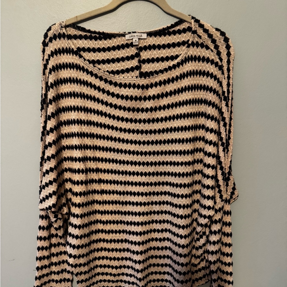 White birch Striped Knit Top in Navy and tan